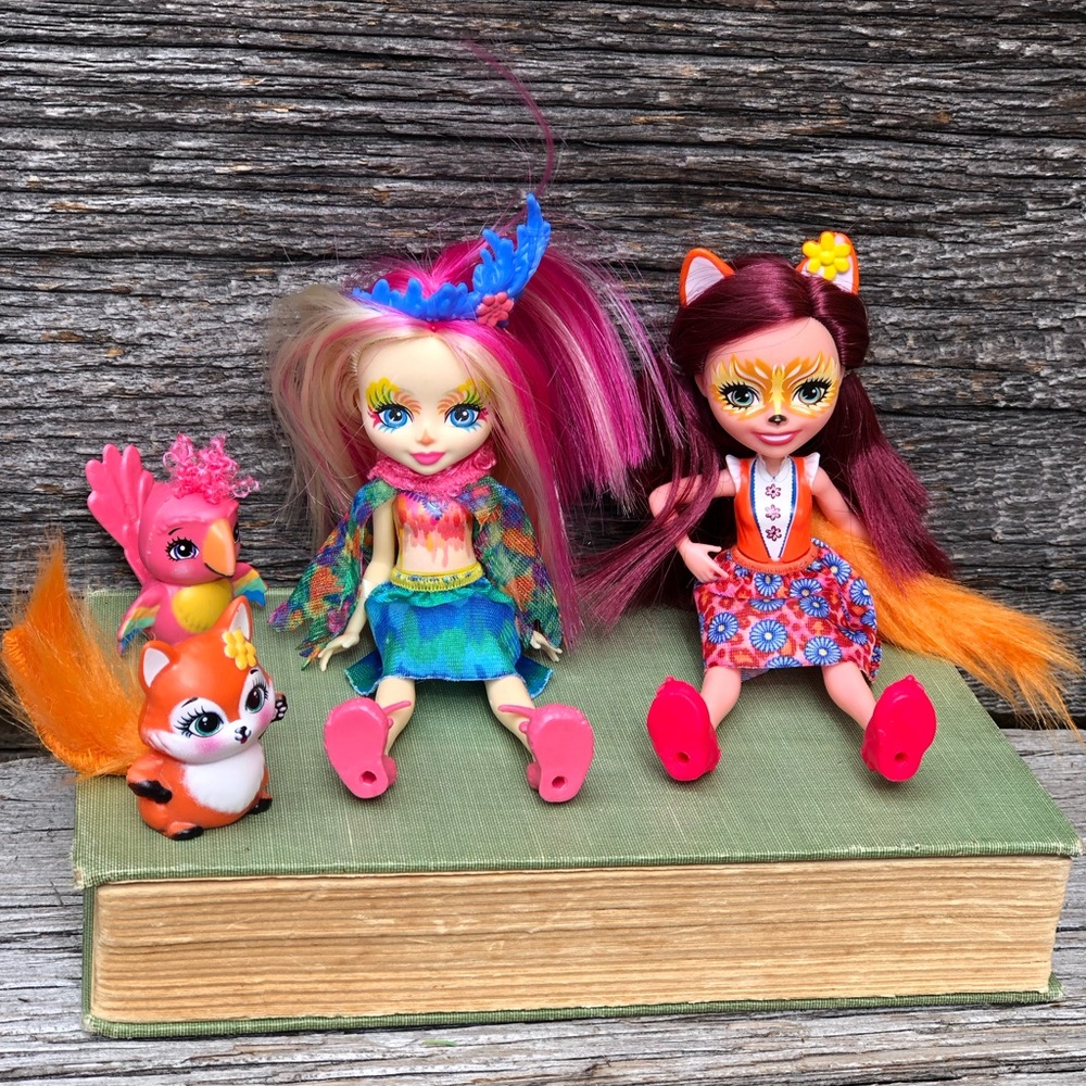 Mattel Enchantimals Felicity Fox doll & Flick figure Peeki Parrot and Sheeny toy